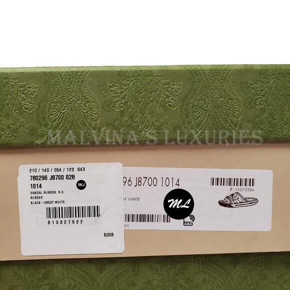 GUCCI SHOES MEN WHITE INTERLOCKING G LOGO BLACK RUBBER SLIDES sz 9 / 9.5 - Picture 15 of 15